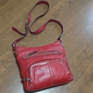 Tignanello Chic Red Leather Crossbody Bag‎ Lightweight Casual Small Bag